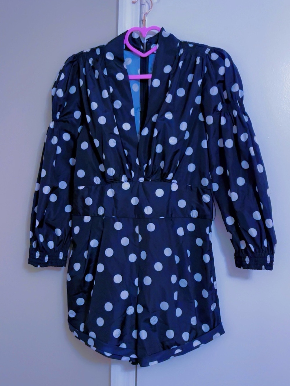 Zara Black and White Polka Dot Long-Sleeve Romper